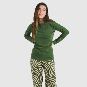 Pijama largo algodón Print verde caceria 2