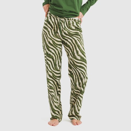 Pijama largo algodón Print verde caceria