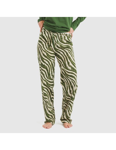 Pijama largo algodón Print verde caceria