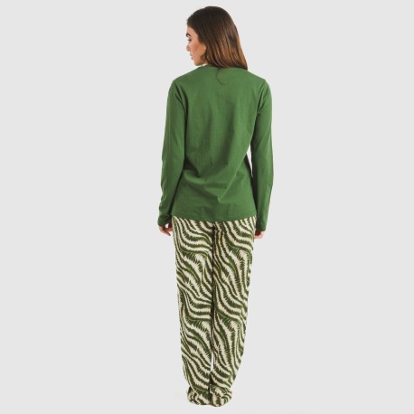 Pijama largo algodón Print verde caceria