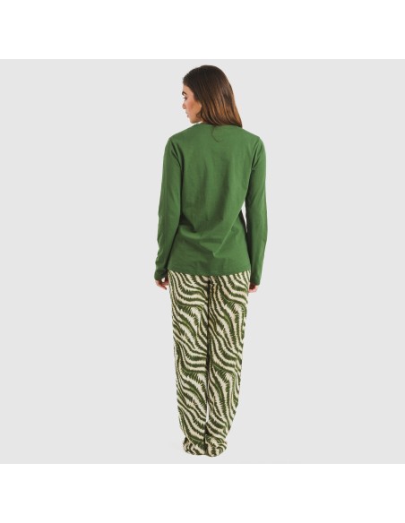 Pijama largo algodón Print verde caceria