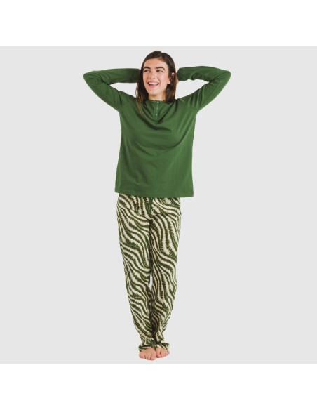 Pijama largo algodón Print verde caceria