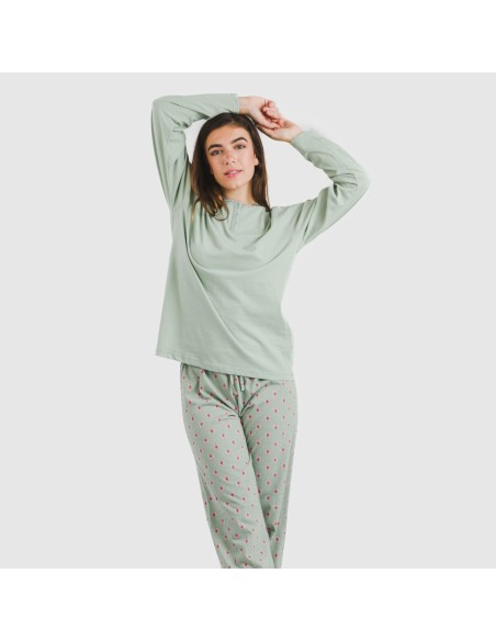 Pijama largo algodón Alessia verde tiffany