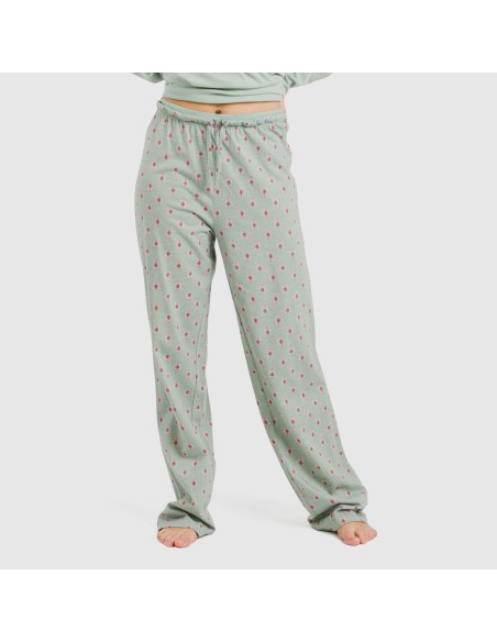 Pijama largo algodón Alessia verde tiffany