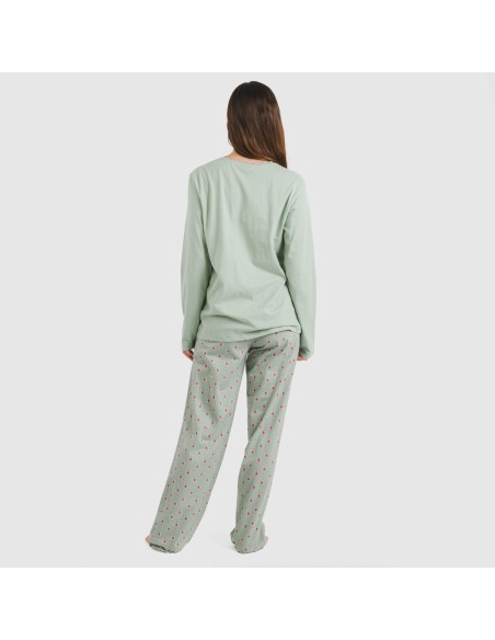 Pijama largo algodón Alessia verde tiffany