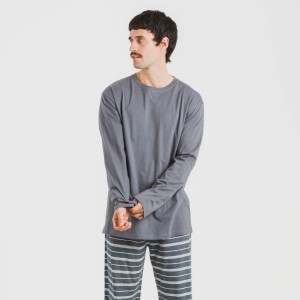 Pijama largo algodón hombre Raya Gastur indigo