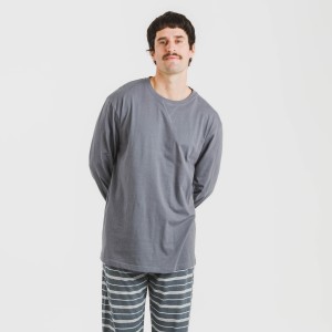 Pijama largo algodón hombre Raya Gastur indigo 2
