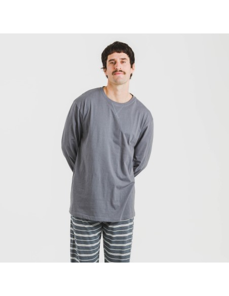 Pijama largo algodón hombre Raya Gastur indigo