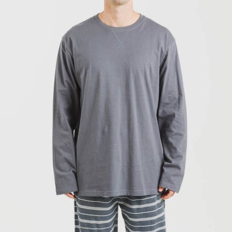 Pijama largo algodón hombre Raya Gastur indigo