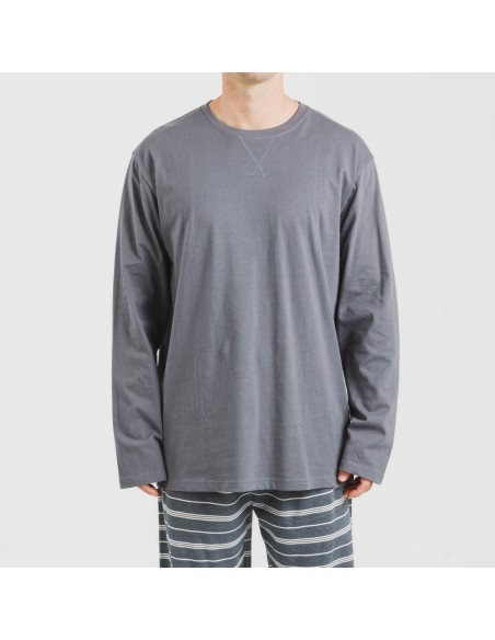 Pijama largo algodón hombre Raya Gastur indigo