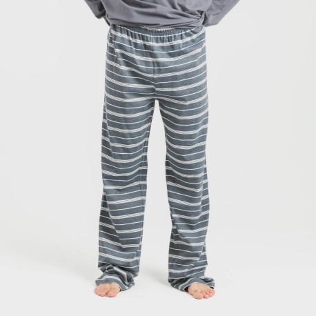 Pijama largo algodón hombre Raya Gastur indigo
