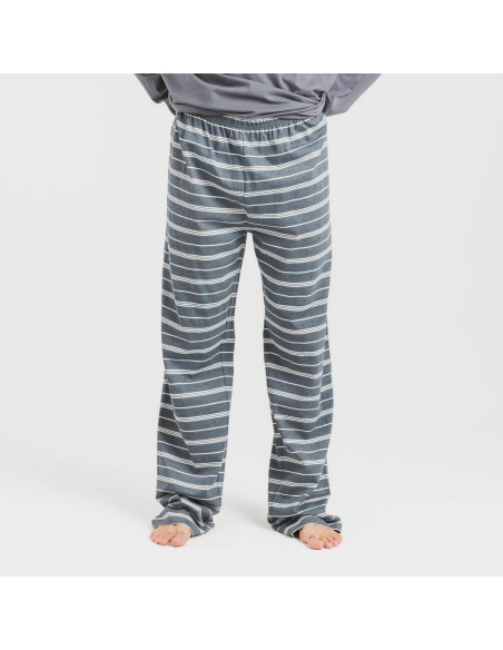 Pijama largo algodón hombre Raya Gastur indigo