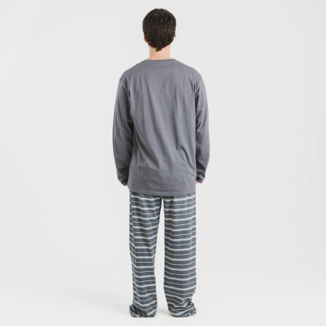 Pijama largo algodón hombre Raya Gastur indigo