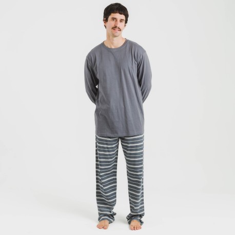 Pijama largo algodón hombre Raya Gastur indigo
