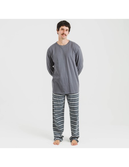 Pijama largo algodón hombre Raya Gastur indigo