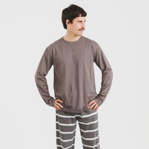 Pijama largo algodón hombre Raya Nit new topo 2
