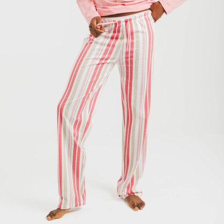 Pijama largo algodón Raya Calendula marsala