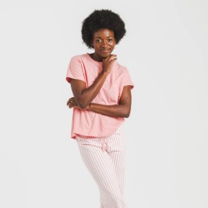 Pijama largo algodón mujer manga fluida Raya Kodac marsala