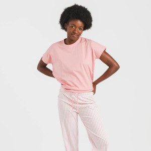 Pijama largo algodón mujer manga fluida Raya Kodac marsala 2