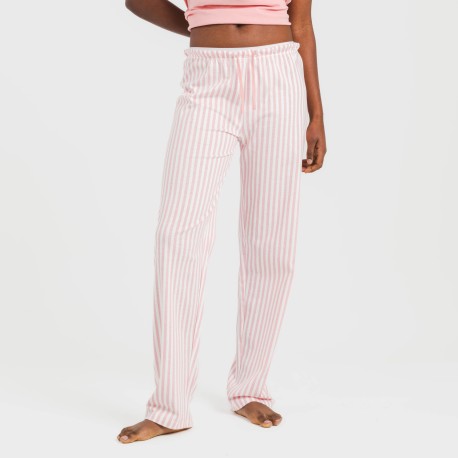 Pijama largo algodón mujer manga fluida Raya Kodac marsala