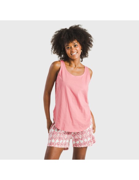 Pijama corto algodón Azucena marsala