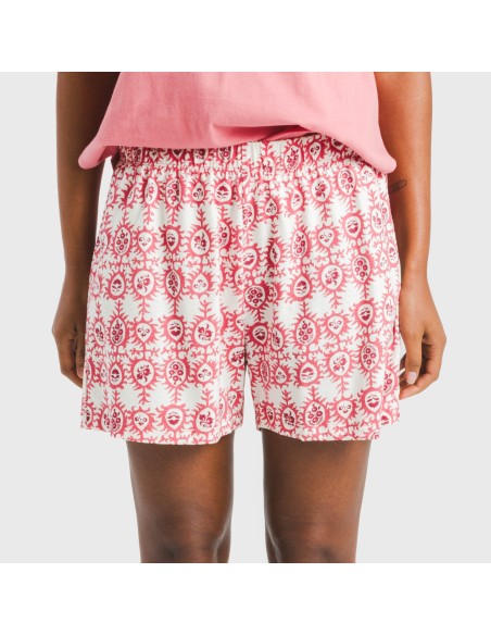 Pijama corto algodón Azucena marsala