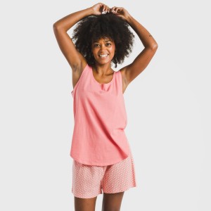 Pijama corto algodón Sassy coral