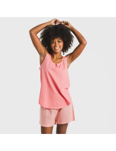 Pijama corto algodón Sassy coral
