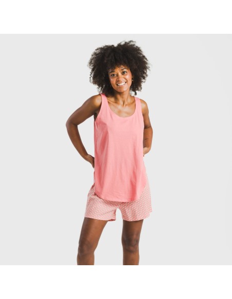 Pijama corto algodón Sassy coral