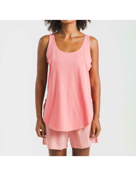 Pijama corto algodón Sassy coral