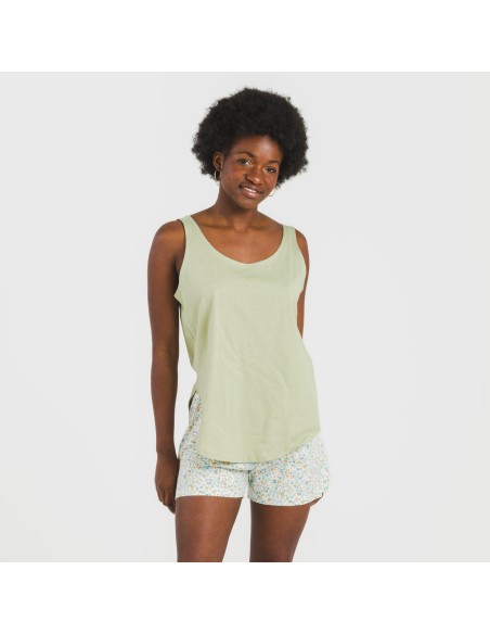 Pijama corto algodón Geminis verde