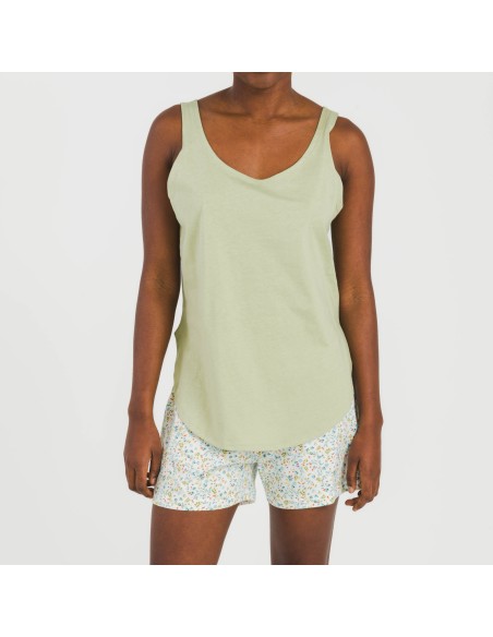 Pijama corto algodón Geminis verde