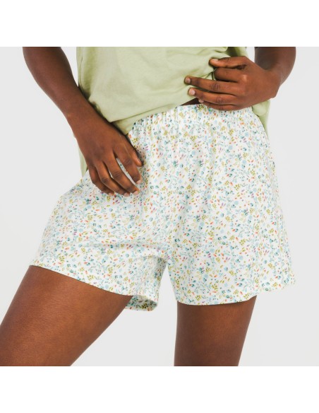 Pijama corto algodón Geminis verde