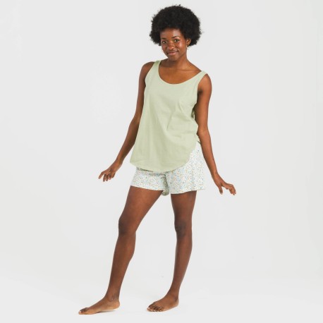 Pijama corto algodón Geminis verde