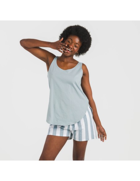 Pijama corto algodón Raya Elvis indigo