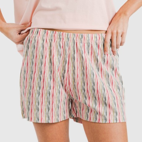 Pijama corto manga fluida algodón mujer Villa rosa