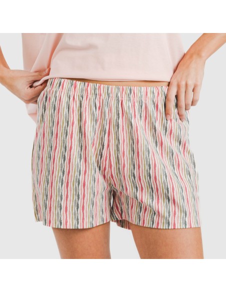 Pijama corto manga fluida algodón mujer Villa rosa
