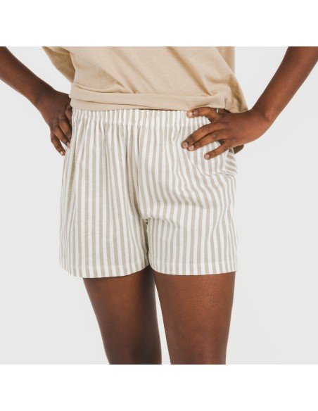 Pijama corto manga fluida algodón mujer Raya Kodac arena