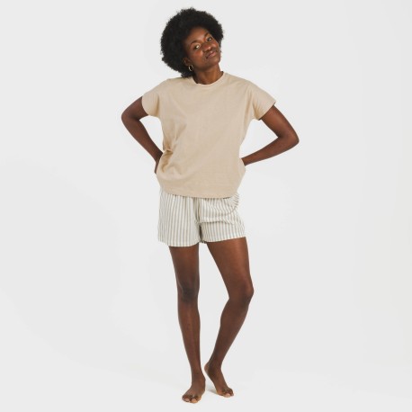 Pijama corto manga fluida algodón mujer Raya Kodac arena