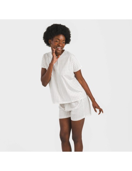 Pijama corto manga fluida algodón mujer Klaus marsala