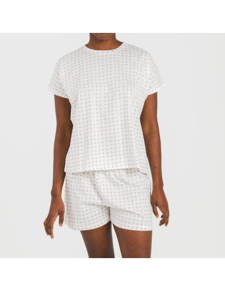Pijama corto manga fluida algodón mujer Klaus marsala