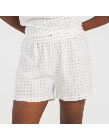 Pijama corto manga fluida algodón mujer Klaus marsala