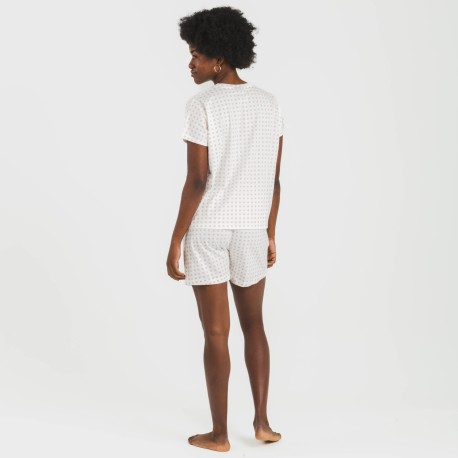 Pijama corto manga fluida algodón mujer Klaus marsala