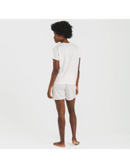 Pijama corto manga fluida algodón mujer Klaus marsala