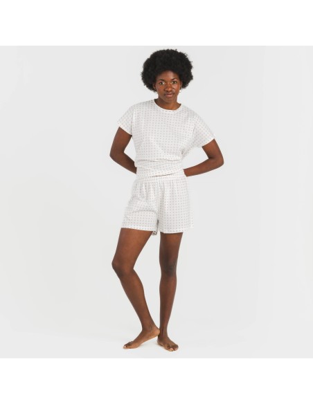 Pijama corto manga fluida algodón mujer Klaus marsala