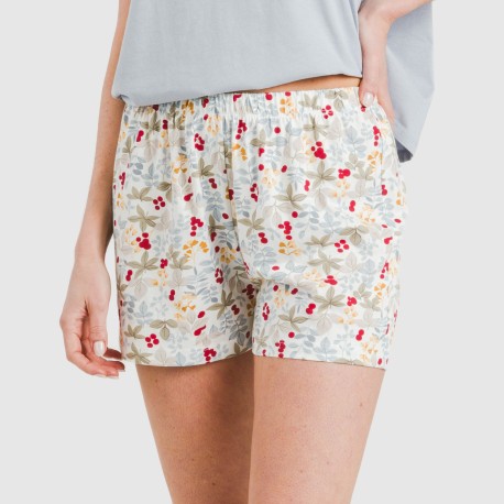 Pijama corto manga fluida algodón mujer Viena indigo