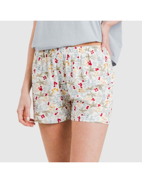 Pijama corto manga fluida algodón mujer Viena indigo