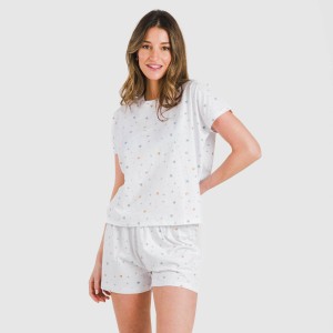 Pijama corto manga fluida algodón mujer Condy indigo