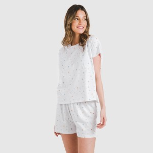 Pijama corto manga fluida algodón mujer Condy indigo 2