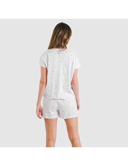 Pijama corto manga fluida algodón mujer Condy indigo